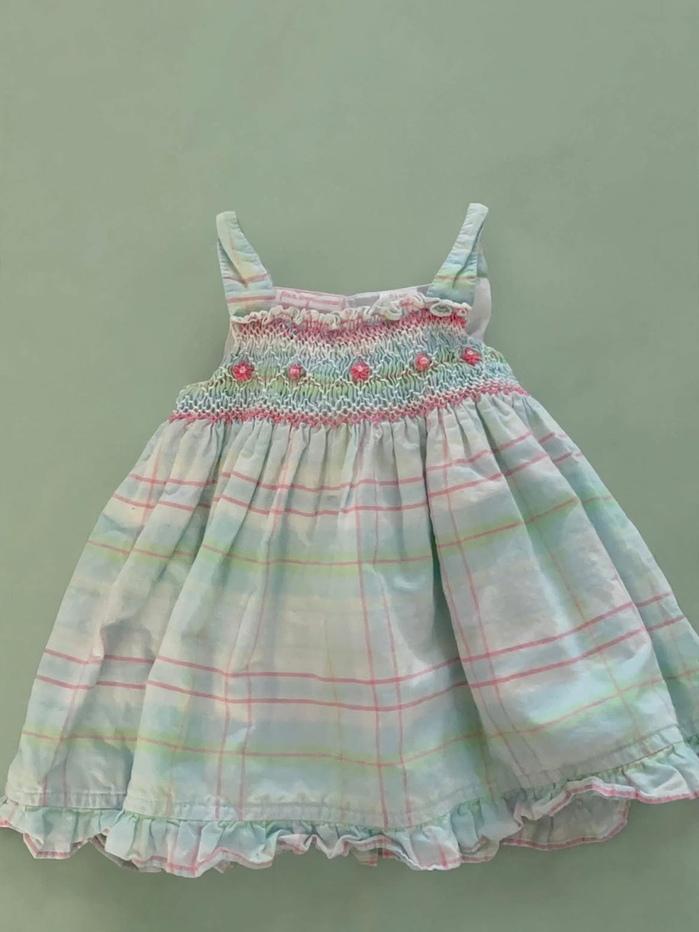 Pastel Plaid Smocked Girls' Sundress